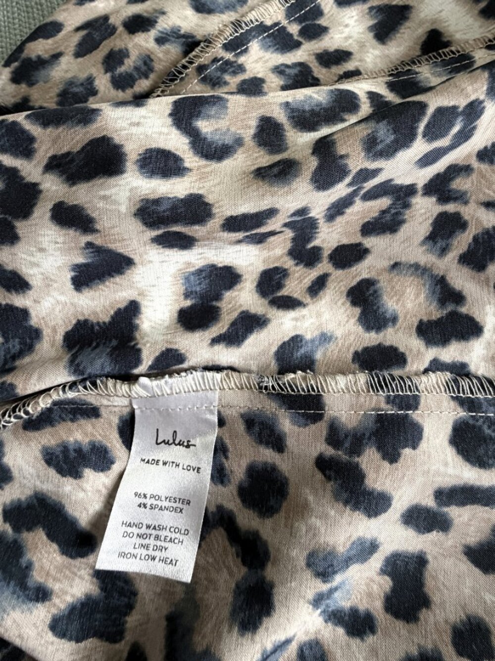 Lulus Blue Tan Gray Leopard Print Satin Midi Skirt Size Small Animal Pattern - Picture 4 of 7